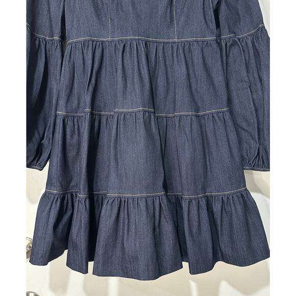 Cinq à Sept Rose Long Sleeve Stretch Denim Dress Indigo Size Small NWOT Romantic - Picture 8 of 16